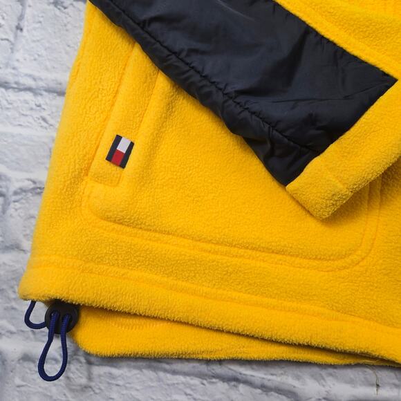 Y2k Tommy Hilfiger Jeans Yellow Jacket Colorblock Fleece Mixed Media size Large - Picture 10 of 16